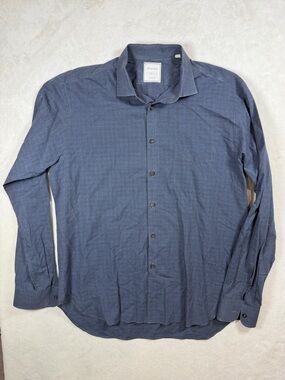 Billy Reid Large Lightweight Navy Blue Men's Long-Sleeve Button-Down Shirt